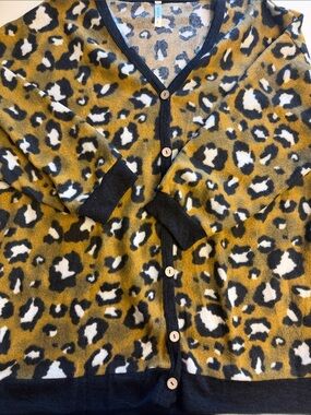 Emerald Leopard Print Cardigan 2X
